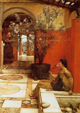 reproductie An oleander van Alma-Tadema